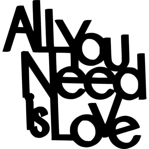 Frase canzone in legno da appendere All you need is Love - Decorazioni Casa